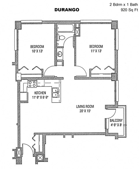 Residences at Capitol Heights Apartment Homes in Denver, Colorado Durango Floor Plan